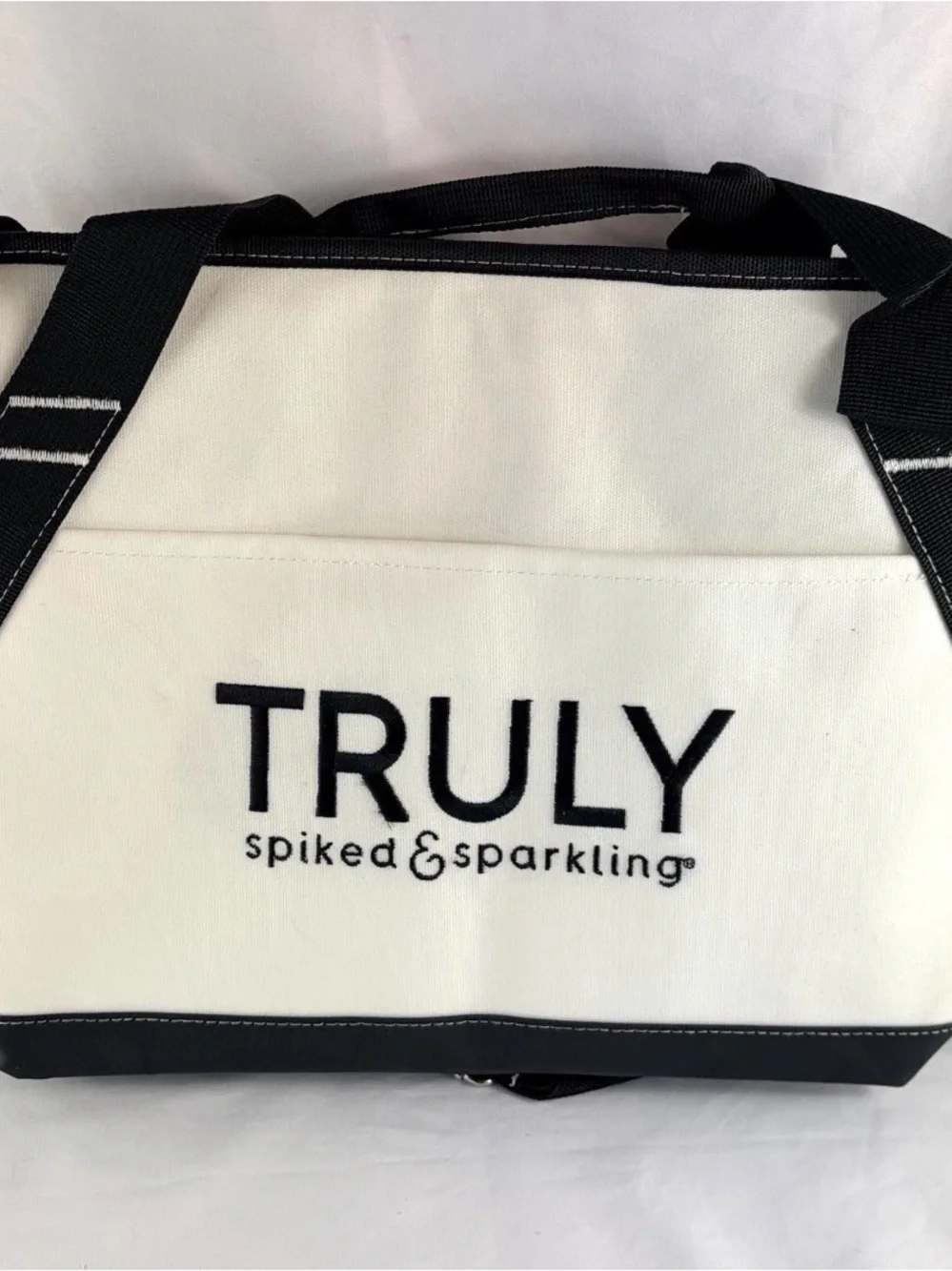 TRULY Black and White Branded Canvas Tote